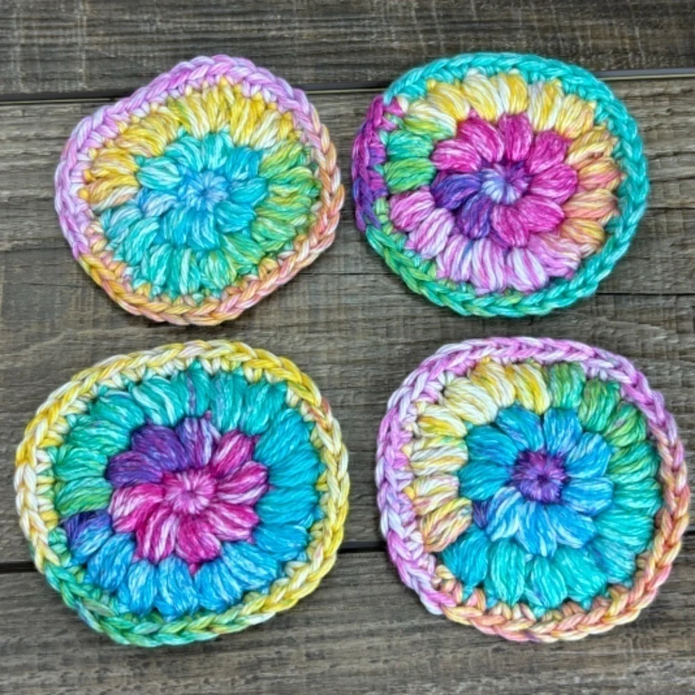 Handcrafted Crochet Scrubbies Face Round Makeup Remover Set Cotton Yarn